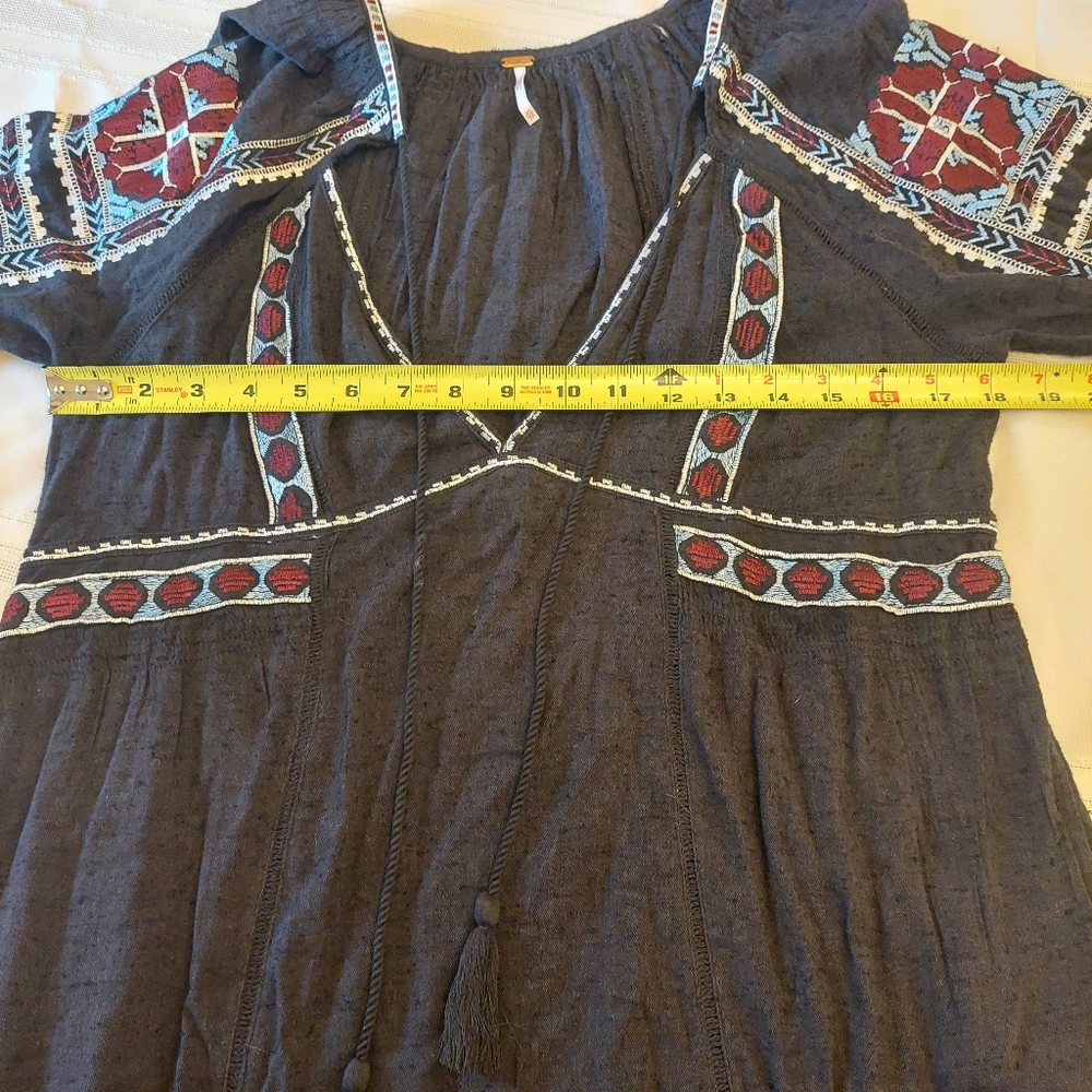 Free People Boho All My Life Navy Burgundy Embrorded Mini Dress. XS - Picture 13 of 15